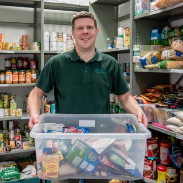 Man working in a food bank