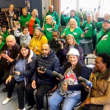 Drumming session being held at Holmfirth Tech