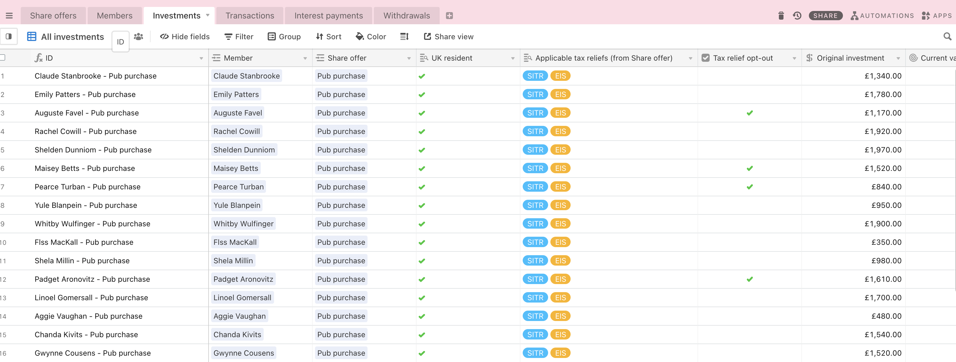 Screenshot of AirRegister tool